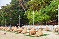 Evening restaurant on beachs sand