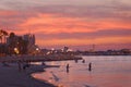 fun on the beach, bari italy. summer night scene Royalty Free Stock Photo