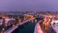 Evening river lights reflection in Kharkiv city Royalty Free Stock Photo