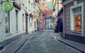 Evening, romantic street in old town of Riga. RIGA, LATVIA.