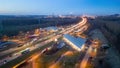 Evening Rush: Aerial View of E19 Highway Near Halle Royalty Free Stock Photo