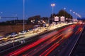 Evening rush hour on the motorway near the Gouwe aquaduct A12 in the Netherlands.