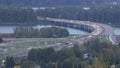 Evening Rush Hour Traffic on Interstate 205 Glenn L. Jackson Memorial Bridge Light Trail