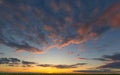 Evening's Embrace: Blue Sky Illuminated by Orange-tinged Clouds Royalty Free Stock Photo