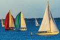 Evening Sailboats Racing Padanaram Harbor Dartmouth Massachusetts Royalty Free Stock Photo