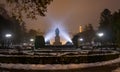 Satu Mare of Romania, historical statue at night Royalty Free Stock Photo