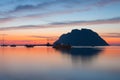 Evening scene with Tavolara Island,Sardinia, Italy Royalty Free Stock Photo