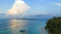 Evening scene with yacht sailing sea in Maldives Royalty Free Stock Photo