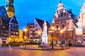 Evening scenery of the Old Town Hall Square in Riga, Latvia Royalty Free Stock Photo