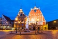 Evening scenery of the Old Town Hall Square in Riga, Latvia Royalty Free Stock Photo