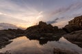 In the evening, the sea slapped the rocks Royalty Free Stock Photo