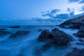 In the evening, the sea slapped the rocks Royalty Free Stock Photo