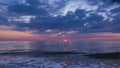 Evening seascape. Shades of blue and pink. Royalty Free Stock Photo