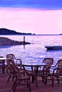 Evening seaside in pink and blue Royalty Free Stock Photo