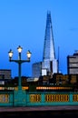 An evening shot of the Shard taken from Southwark Bridge London