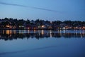 Lights of Lunenburg, Nova Scotia waterfront in the evening Royalty Free Stock Photo