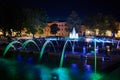 Illuminated fountain at night in Lublin Royalty Free Stock Photo