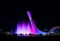 Evening show of singing fountains in the Olympic Park in Sochi, Russia.
