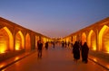Evening Siosepol bridge, Isfahan, Iran Royalty Free Stock Photo