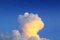 Evening sky with clouds formed approximates a mushroom cloud