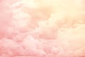 Evening sky with clouds. Golden sunset. Pastel pale yellow coral peach pink rose beige white abstract background. Color gradient. Royalty Free Stock Photo