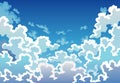 Evening sky clouds. Morning landscape with blue sky and white clouds in soft pastel colors. Vector colorful heaven Royalty Free Stock Photo