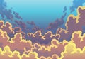 Evening sky clouds. Morning landscape with clouds and gradient sky in soft pastel pink and blue colors. Vector colorful Royalty Free Stock Photo