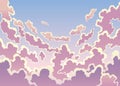 Evening sky clouds. Realistic backdrop in soft pastel colors. Morning landscape with clouds and gradient sky, colorful Royalty Free Stock Photo