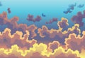 Evening sky clouds. Realistic background in soft pastel pink and blue colors. Morning landscape with gradient colorful Royalty Free Stock Photo