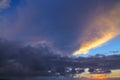 Evening Sky,Colorful Dark Blue and Amazing Dramatic Sunset sky on twilight with Storm Cloud,majestic fantastic sky Royalty Free Stock Photo