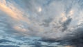 Evening sky with dramatic clouds in various shades and textures. Royalty Free Stock Photo