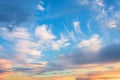 Evening sky frame with cirrus clouds at sunset Royalty Free Stock Photo