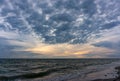 The evening sky has clouds full of sky, the light from the sun reflect Seawater, sea surface Royalty Free Stock Photo