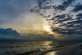 The evening sky has clouds full of sky, the light from the sun reflect Seawater, sea surface Royalty Free Stock Photo