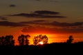 The evening sky in the heat of the sun in the late summertime