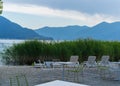 Evening sky over beach of Ascona, Switzerland Royalty Free Stock Photo