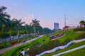 Evening sky over the Inya lake park in Yangon, Myanmar Royalty Free Stock Photo