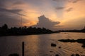 Evening sky at Tha Chin riverMaenam Tha Chin,Nakhon Pathom,Thailand