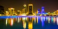 Evening on St John's River and Jacksonville Florida skyline Royalty Free Stock Photo