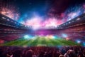 Evening stadium arena soccer field background 3D illustration Royalty Free Stock Photo