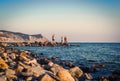 Evening stone beach. Anapa, Russia