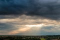 Evening storm over the medieval village