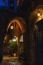 Evening street of old Jaffa city after rain in Tel-Aviv, Israel Royalty Free Stock Photo