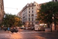 Evening street in Rome with crosswalk