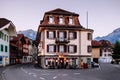 Evening street scene and old buildings of Unterseen in old town Interlaken, Switzerland