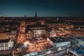 Evening street in Stockholm. Night cityscape from above in warm colors Royalty Free Stock Photo
