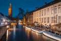 Evening on the streets of Bruges after the rain. Royalty Free Stock Photo