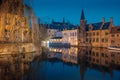 Evening on the streets of Bruges after the rain. Royalty Free Stock Photo