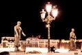 Evening streets and monuments in Skopje, Macedonia