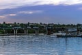 Evening summer landscape on the Inhul River in Mykolaiv, Ukraine